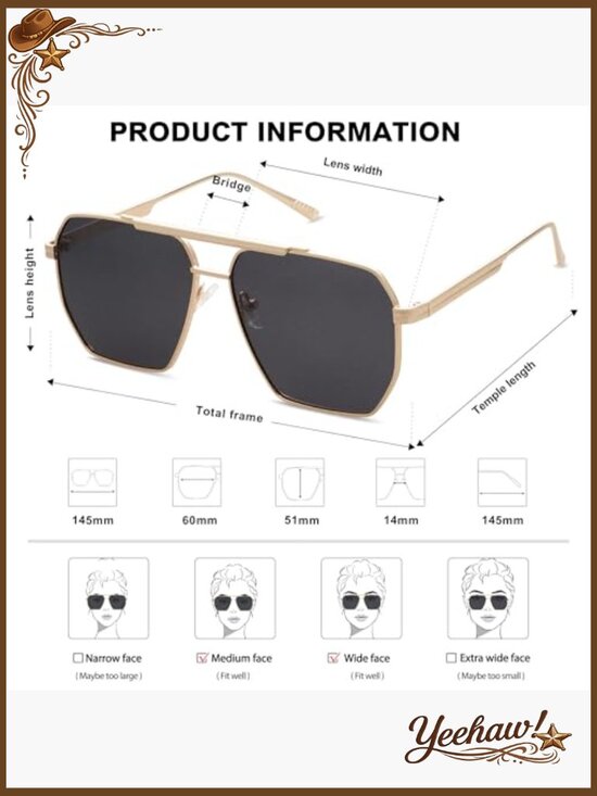 Retro Oversized Square Polarized Sunglasses for Men Women Vintage Shades